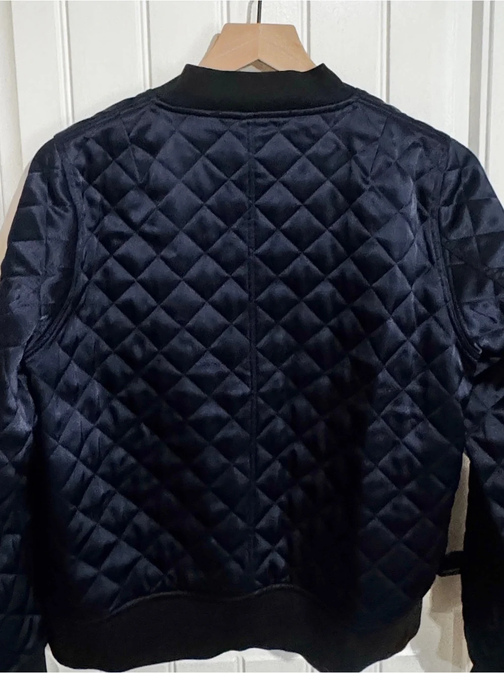 Tory Burch Sport Quilted Bomber Jacket Satin Blue Size Small